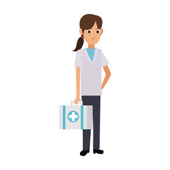 Nurse with first aids suitcase cartoon vector illustration graphic design