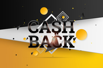 Inscription Cash Back, emblem image on white background. Business concept, money back, finances, customer focus. White, gold color. Illustration, 3d.