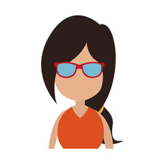Young faceless woman profile vector illustration graphic design