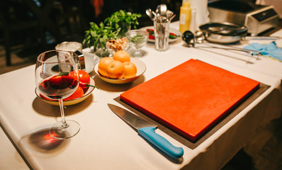 healthy foods are on the table in the kitchen