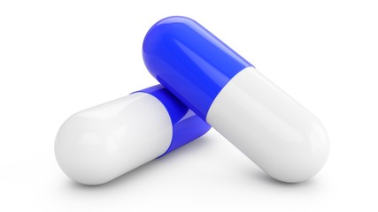 3D rendering Capsule pills isolated on white