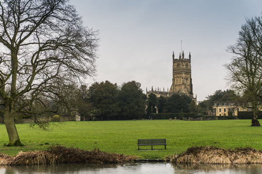 Cirencester church view from the park