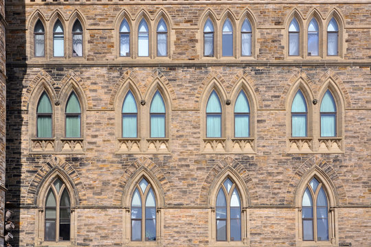 Windows of Canada Parliament Building, Ottawa, Canada.