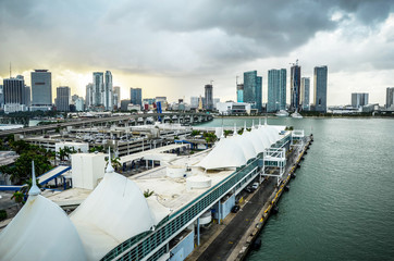Naklejka premium City view from Miami port