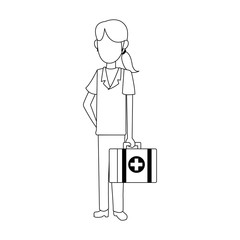 Nurse with first aids suitcase cartoon vector illustration graphic design