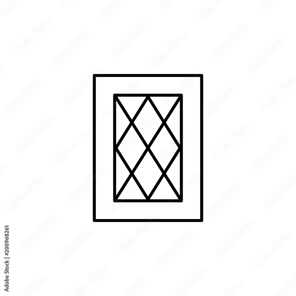 Poster window with rhombuses icon. element of door, window and gate for mobile concept and web apps. thin l