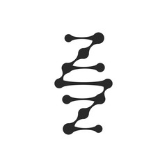 DNA vector logo. Gene isolated dark logotype on white background. Molecular laboratory sign