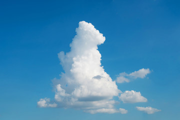Convectional and veretical clouds, Wonderful white cumulus clouds on blue sky - obrazy, fototapety, plakaty