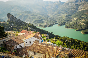 Obraz premium Spain, Lake, Town, Mountain