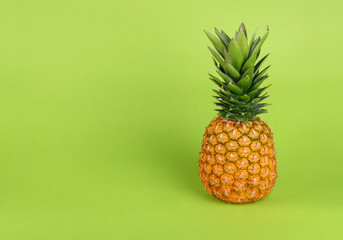 Pineapple on green background