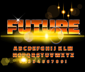 80's retro alphabet font. Sci-fi future style.