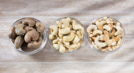 Natural and roasted cashew nut - Anacardium occidentale
