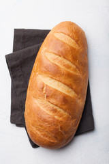 Fresh bread on stone table. Top view