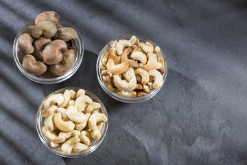 Natural and roasted cashew nut - Anacardium occidentale