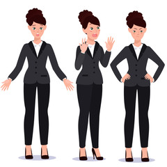 Business woman in suit set. Emotions. Poses.