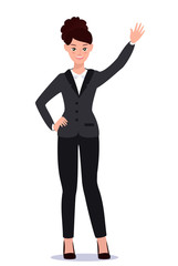 Business woman in suit set. Emotions. Poses.