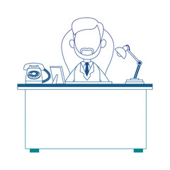 Doctor seated at office vector illustration graphic design