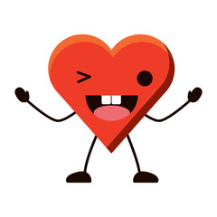 kawaii heart wiking an eye over white background, colorful design. vector illustration