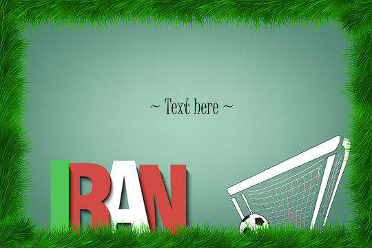 Frame. Iran and a soccer ball at the gate
