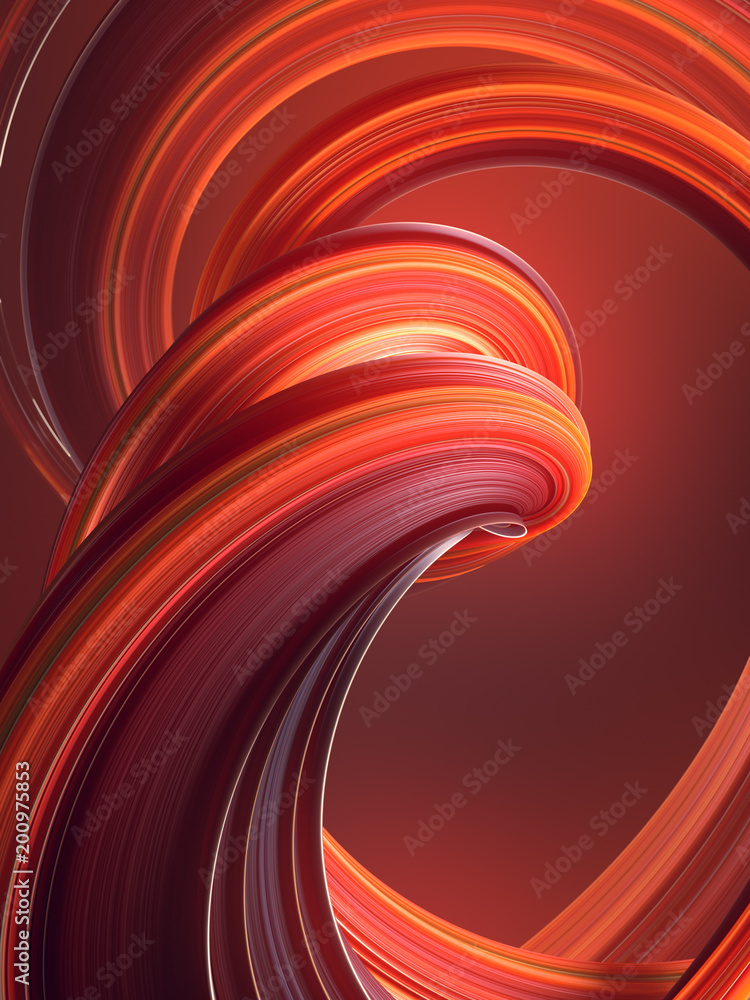 Poster Colored twisted shape. Computer generated abstract geometric 3D render illustration