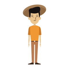 Young asian man with hat cartoon vector illustration graphic design
