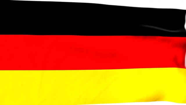 The waving flag of Germany opens up the view to the position of Germany on a colored world map