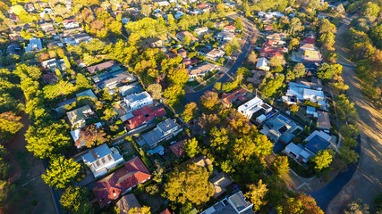 Aerial view of a typical suburb in Australia