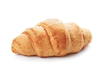 Tasty croissant on white background