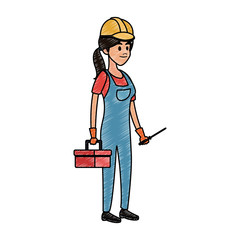 Construction female worker cartoon vector illustration graphic design