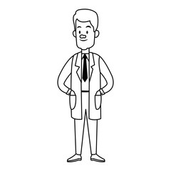 Scientific male cartoon vector illustration graphic design