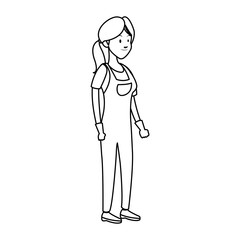 Construction female worker cartoon vector illustration graphic design