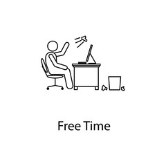 worker in free time icon. Element man in front of a computer in the workplace for mobile concept and web apps. Thin line icon for website design and development; app development