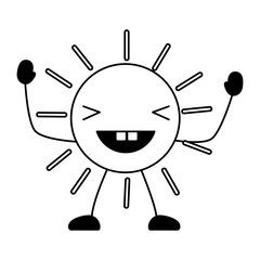 kawaii happy sun icon over white background, vector illustration