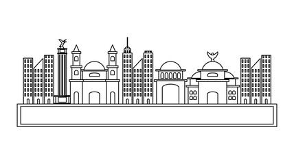 road with mexican buildings over white background, vector illustration