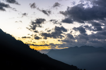 Sunrise view on mountain in Vietnam