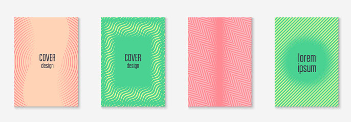 Cool cover template set. Minimal trendy vector with halftone gradients. Geometric cool cover template for flyer, poster, brochure and invitation. Minimalistic colorful shapes. Abstract illustration.