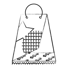 shopping bag with memphis style design over white background, vector illustration