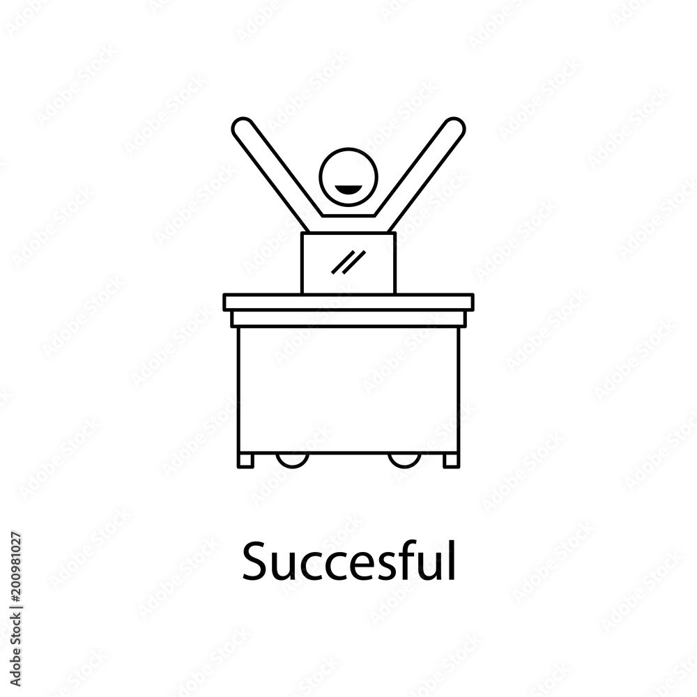Poster worker is successful icon. element people at the workplace for mobile concept and web apps. thin lin