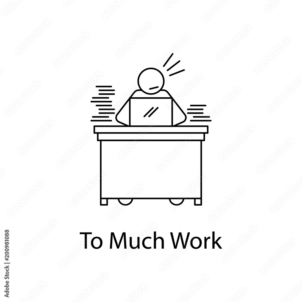 Poster too much work icon. element people at the workplace for mobile concept and web apps. thin line icon 