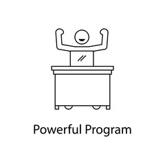 worker with powerful program icon. Element people at the workplace for mobile concept and web apps. Thin line icon for website design and development; app development. Premium icon