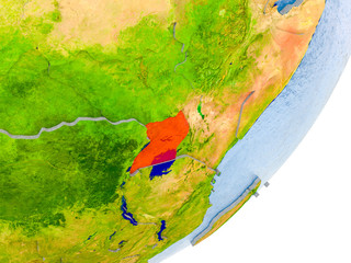 Map of Uganda on Earth