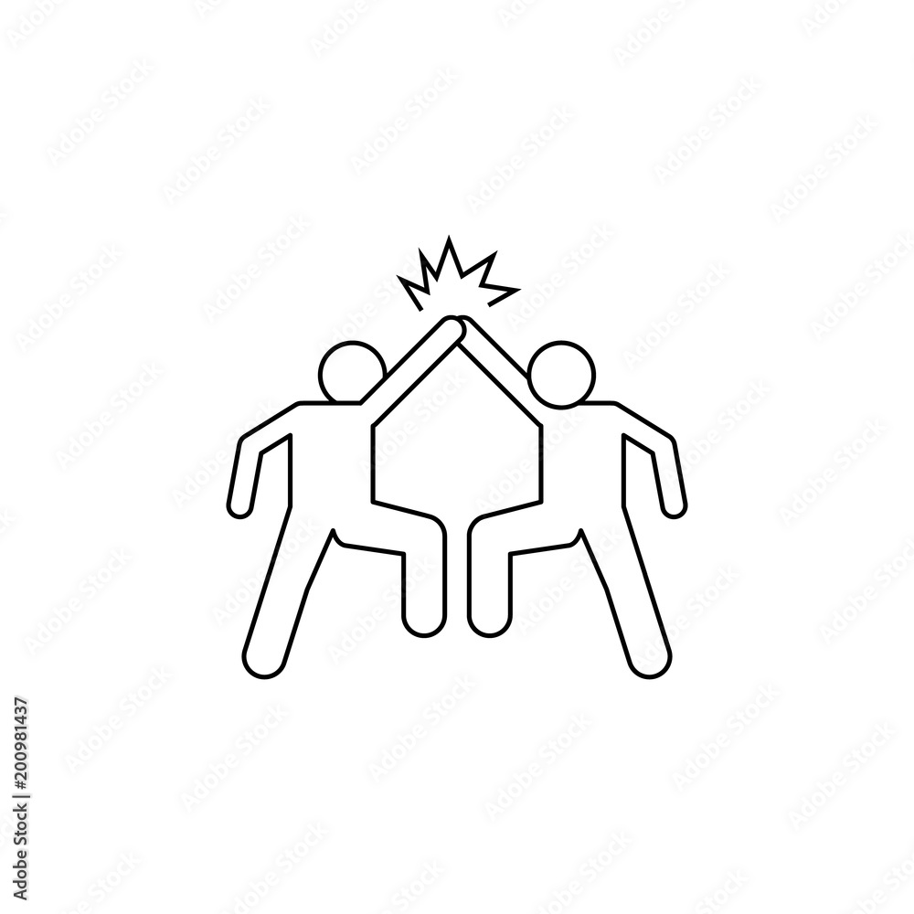 Poster give five icon. element of people celebrating for mobile concept and web apps. thin line icon for we
