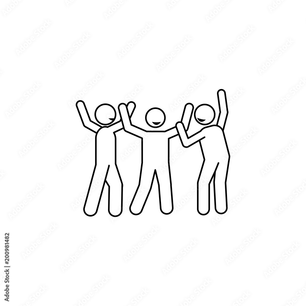 Poster guys are dancing icon. element of people celebrating for mobile concept and web apps. thin line icon