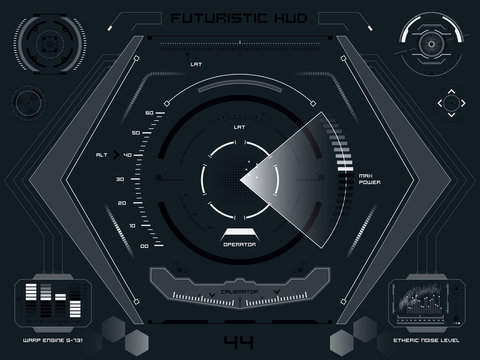 Futuristic touch screen user interface HUD