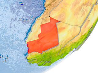 Map of Mauritania on Earth