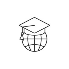 Graduate Cap and Globe icon. Simple element illustration. Graduate Cap and Globe symbol design template. Can be used for web and mobile