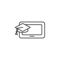 computer with gradiation cap icon. Simple element illustration. computer with gradiation cap symbol design template. Can be used for web and mobile
