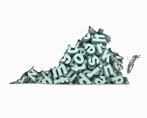 Virginia VA Letters Map Education Reading Writing Schools 3d Illustration