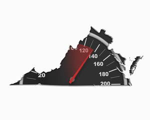 Obraz premium Virginia VA Speedometer Map Fast Speed Competition Race 3d Illustration