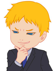 ニヤリとするちびキャラ　男性　タイプA